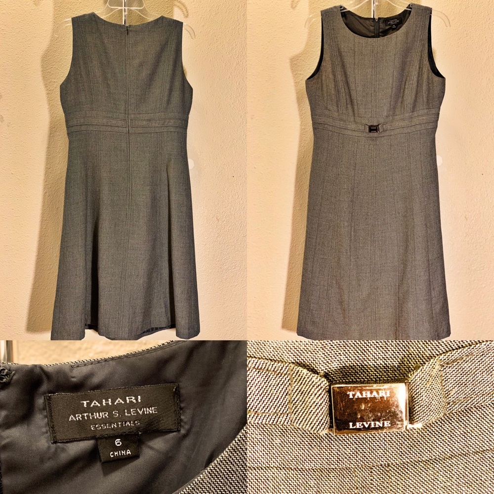 Grey Sleeveless Tahari Midi Dress
